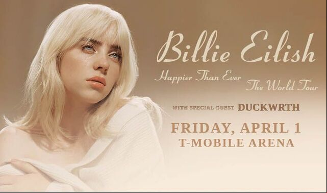 Concierto de Billie Eilish, Happier Than Ever, The World Tour, en Las Vegas, Nevada, Estados Unidos, Viernes, 01 de abril de 2022