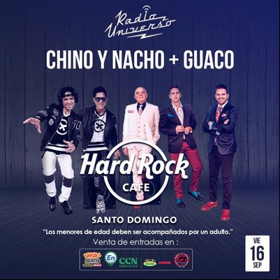 Concierto de Chino y Nacho en Santo Domingo, República Dominicana, Viernes, 16 de septiembre de 2016
