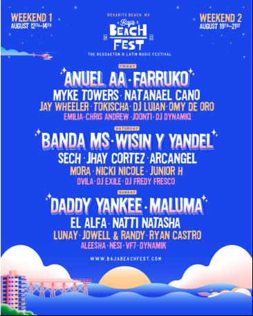 Concierto de Daddy Yankee en Rosarito, México, Viernes, 19 de agosto de 2022