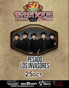 Concierto de Los Invasores de Nuevo León en Guadalajara, Jalisco, México, Domingo, 25 de octubre de 2015