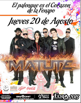 Concierto de Matute en San Luís Potosí, México, Jueves, 20 de agosto de 2015