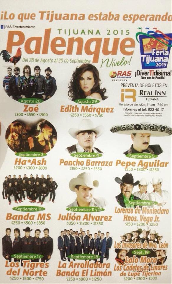 Concierto de Pancho Barraza en Tijuana, Baja California, México, Viernes, 04 de septiembre de 2015