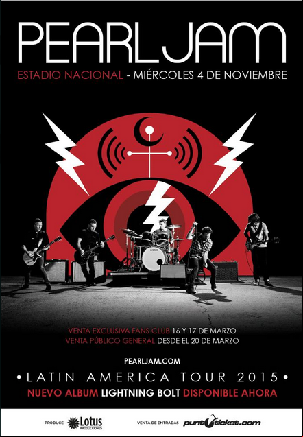 Concierto de Pearl Jam en Santiago de Chile, Chile, Miércoles, 04 de noviembre de 2015