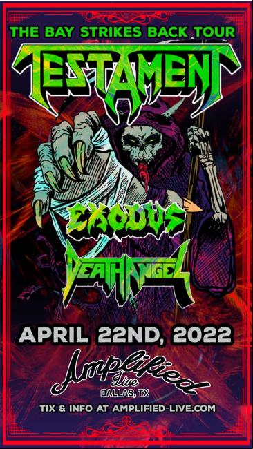 Concierto de Testament, the bay strikes back tour, en Dallas, Texas, Estados Unidos, Viernes, 22 de abril de 2022