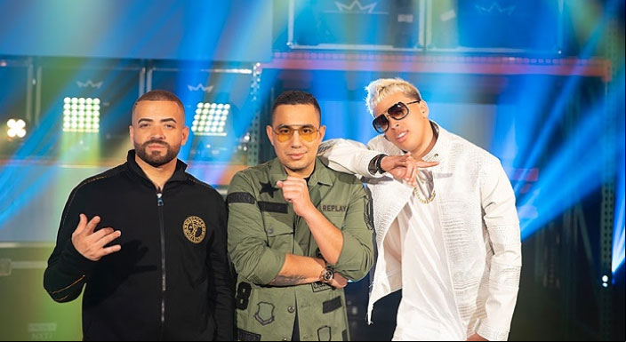 Felipe Pelaez con Nacho y Noriel Felipe Pelaez con Nacho y Noriel