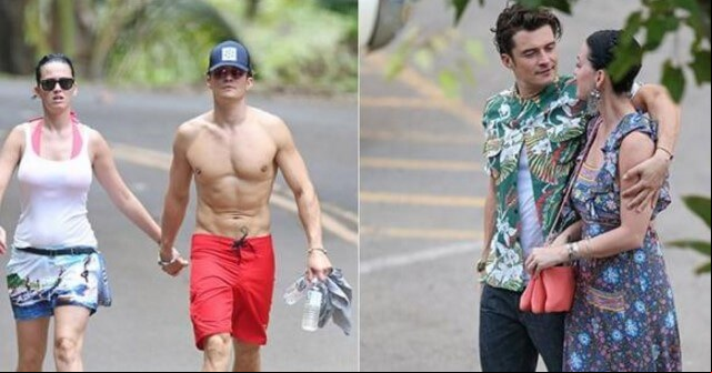 Katy Perry y Orlando Bloom sin camisa Katy Perry y Orlando Bloom caminando Hawaii