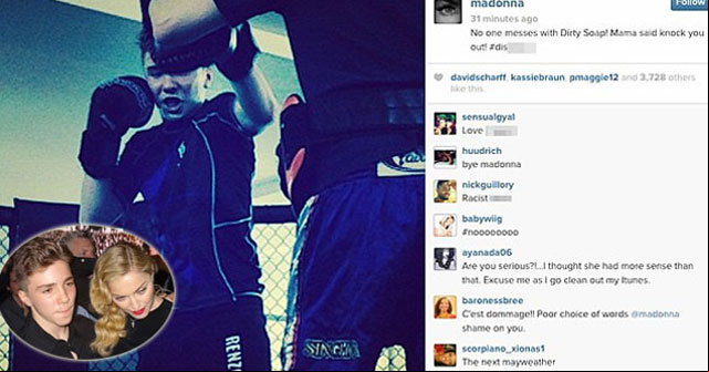 Foto que publicó Madonna en Instragram de su hijo Rocco boxeando